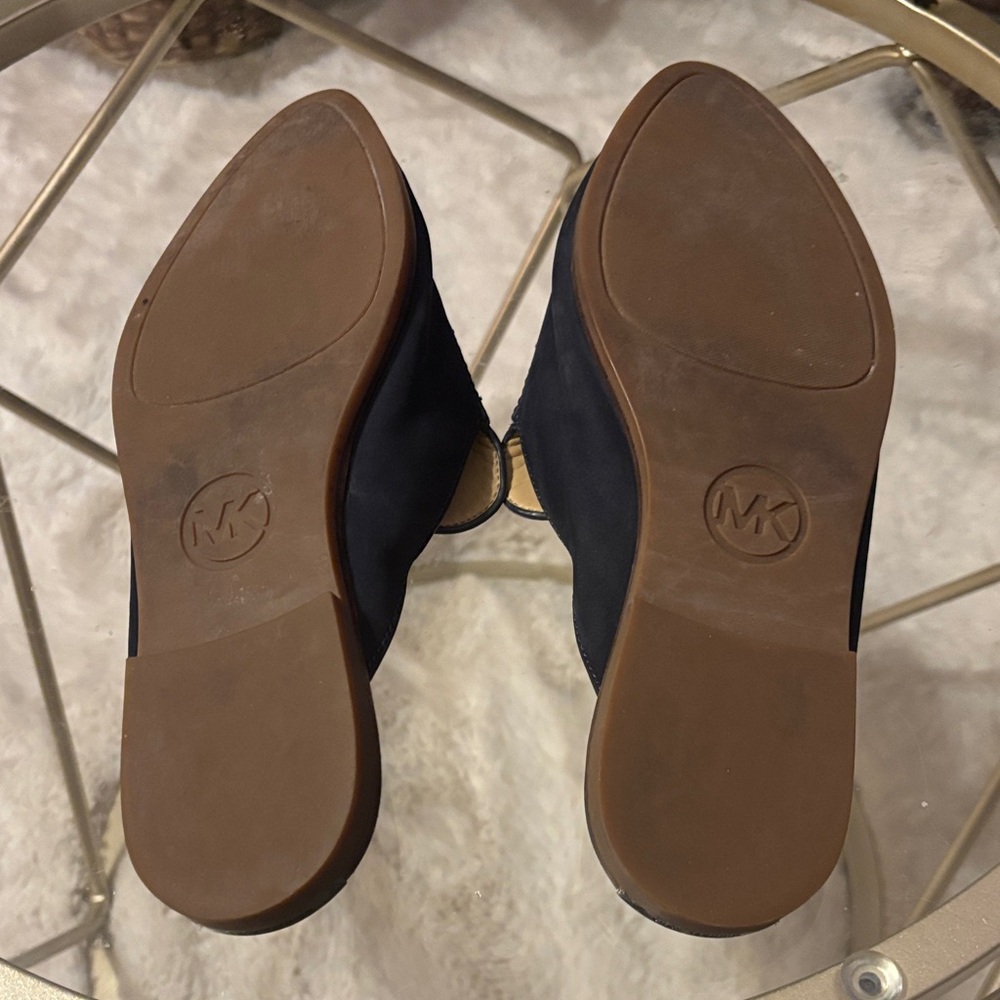 Michael Kors Dark Navy Blue Geri Suede Slides - Picture 4 of 5